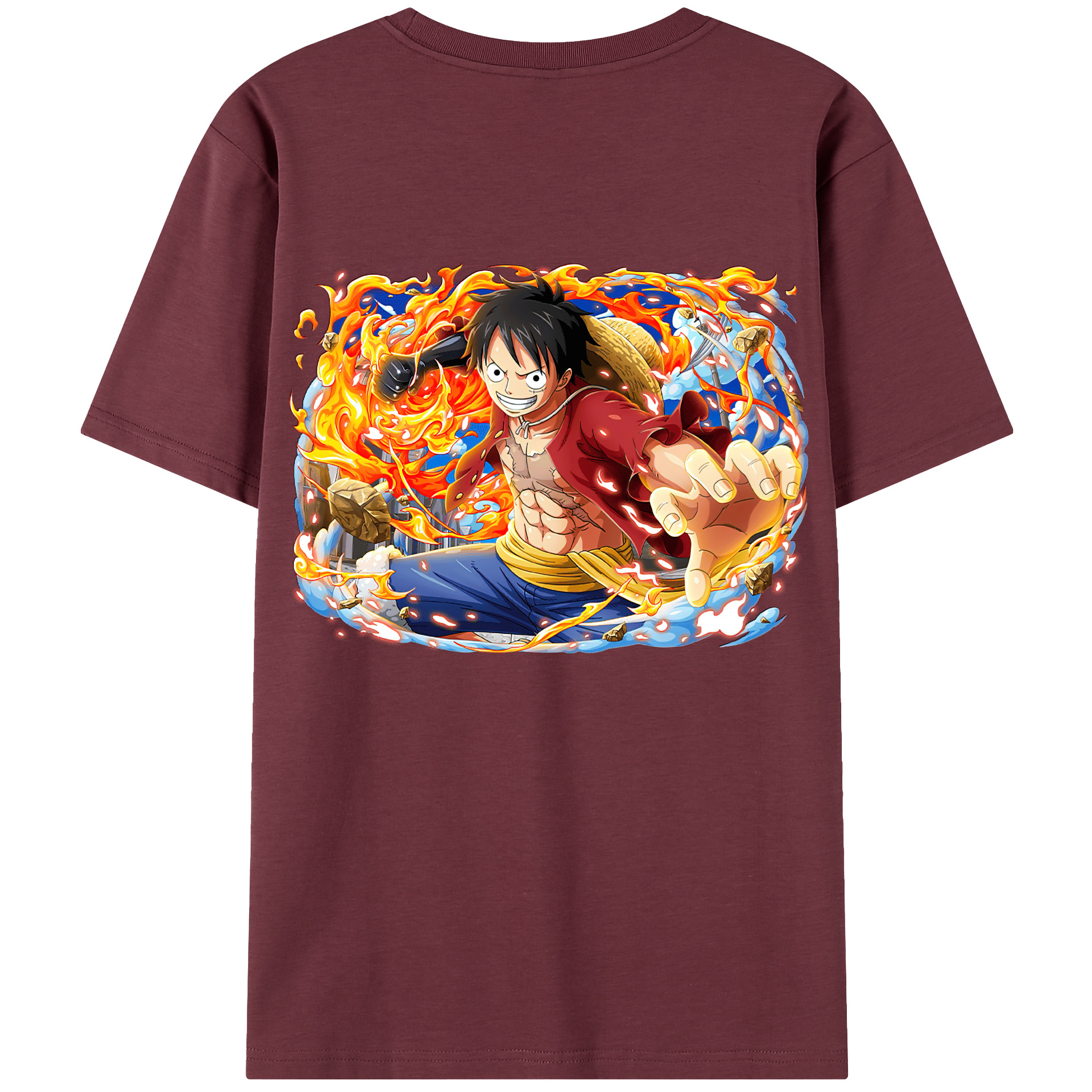 ワンピース モンキー・D・ルフィ ONE PIECE Monkey D. Luffy 綿100％半袖Tシャツ（背面プリント）